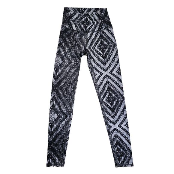 Aerie -128 Chill Play Move‎ Black Gray Geometric Pull On Compression Leggings S - Picture 1 of 6